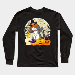 Halloween Cat in september we wear gold Long Sleeve T-Shirt